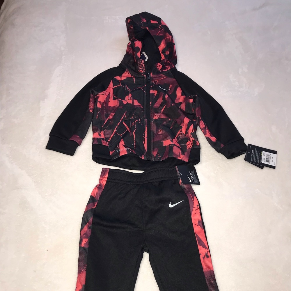 Nike 2-Piece Tracksuit Set (Baby Size 18 M) Full Zip Jacket/Pants Black